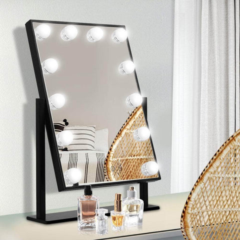 Makeup Mirror 30x48cm Hollywood Vanity with LED Light Rotation Tabletop