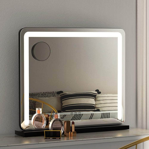 Makeup Mirror 60x50cm Hollywood Vanity with LED Light Tabletop Black