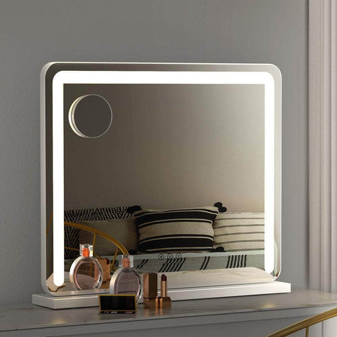 Makeup Mirror 60x50cm Hollywood Vanity with LED Light Tabletop White