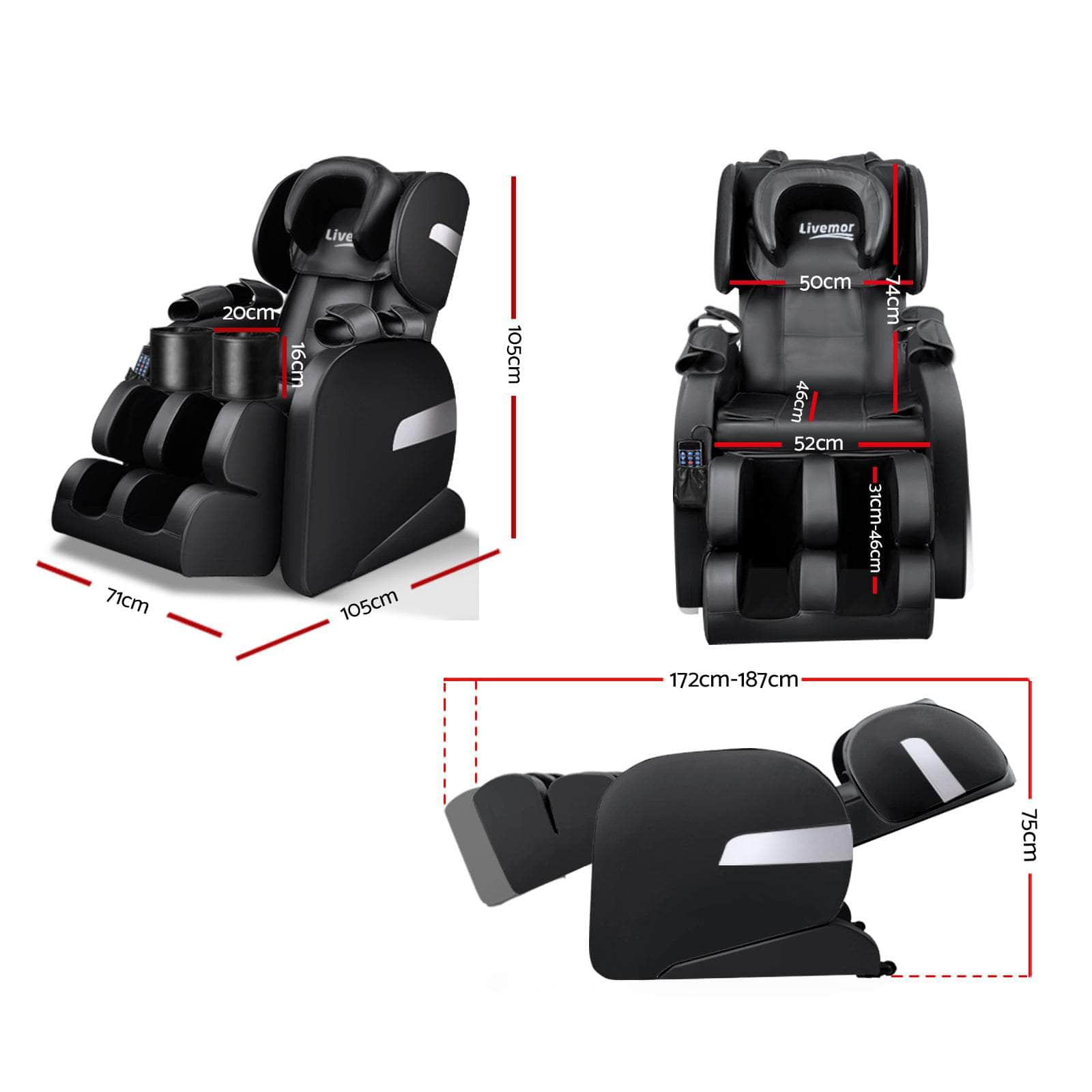 Massage Chair Electric Recliner 22 Nodes Massager Belmue