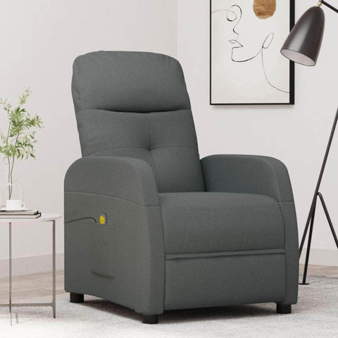 Massage Recliner Dark Grey Fabric