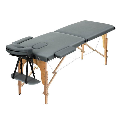 Massage Table 56Cm Portable 2 Fold Wooden Beauty Bed Grey