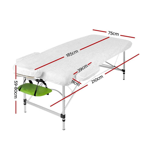 Massage Table 75Cm Portable 3 Fold Aluminium Beauty Bed Green