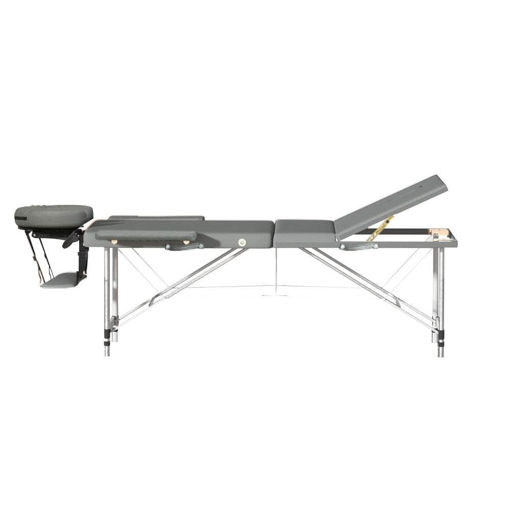 Massage Table 75Cm Portable 3 Fold Aluminium Beauty Bed Grey