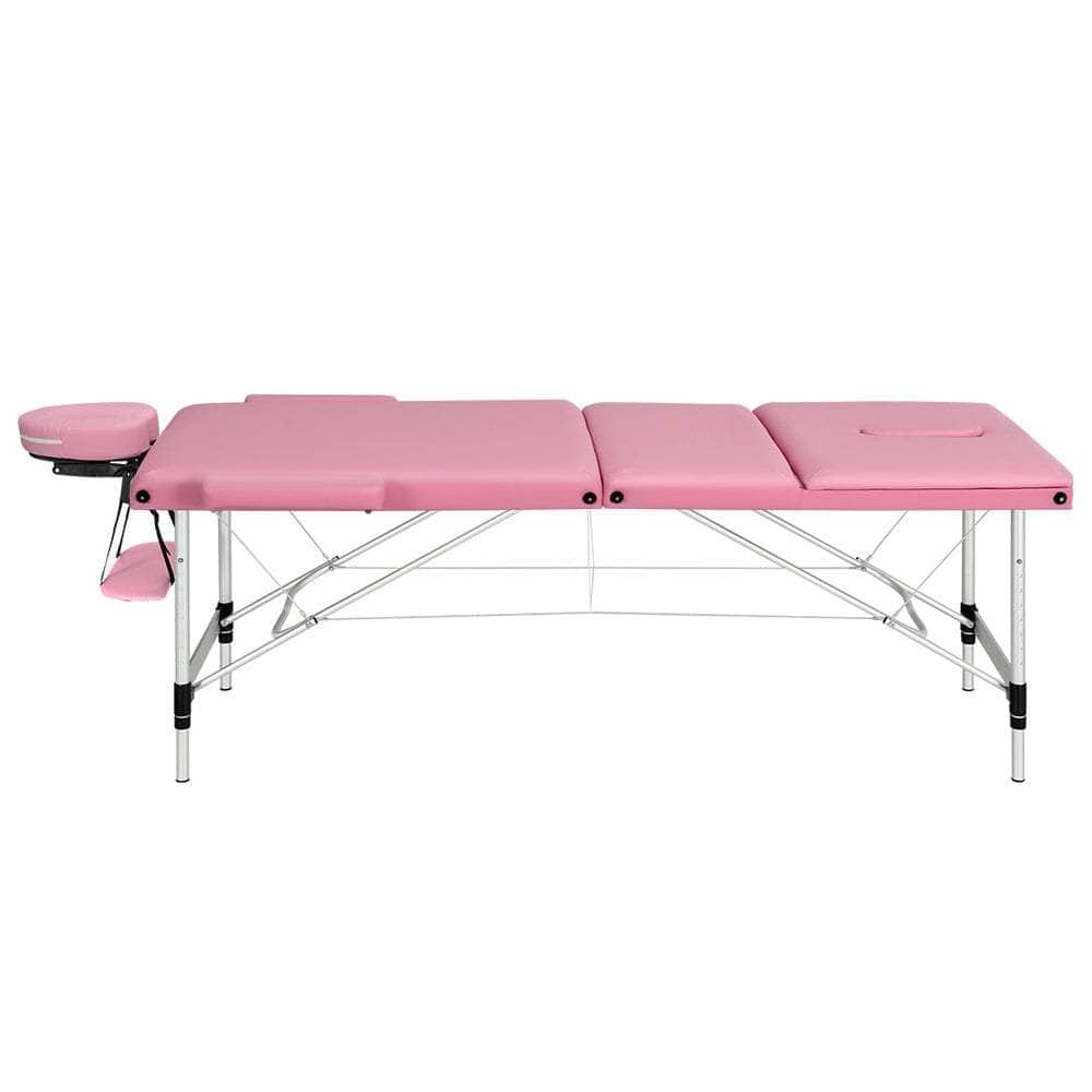 Massage Table 85Cm Portable 3 Fold Aluminium Beauty Bed Black