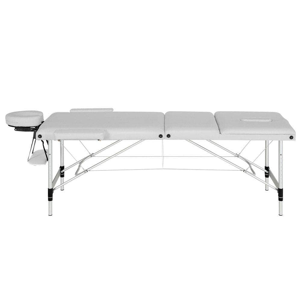 Massage Table 85Cm Portable 3 Fold Aluminium Beauty Bed Black