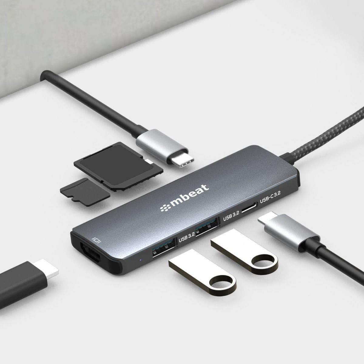 Mbeat 7-In-1 Usb-C 3.2 Gen2 Hub With 8K Video, 10Gbps Data - Space Grey