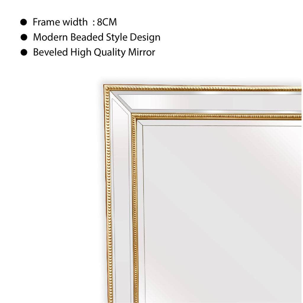 Medium Gold Beaded Framed Mirror - 70Cm X 170Cm