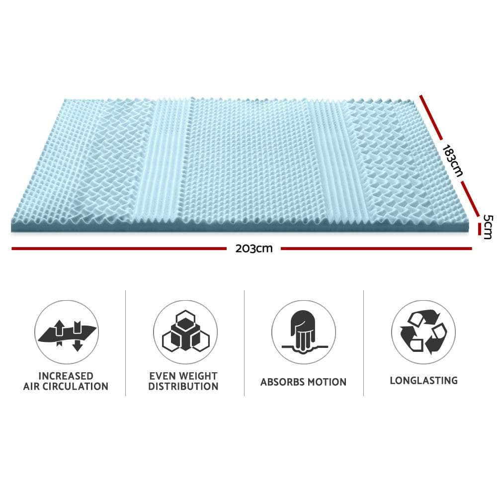 Memory Foam Mattress Topper 7-Zone 5Cm King