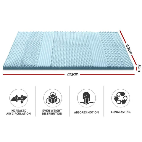 Memory Foam Mattress Topper 7-Zone 5Cm Queen