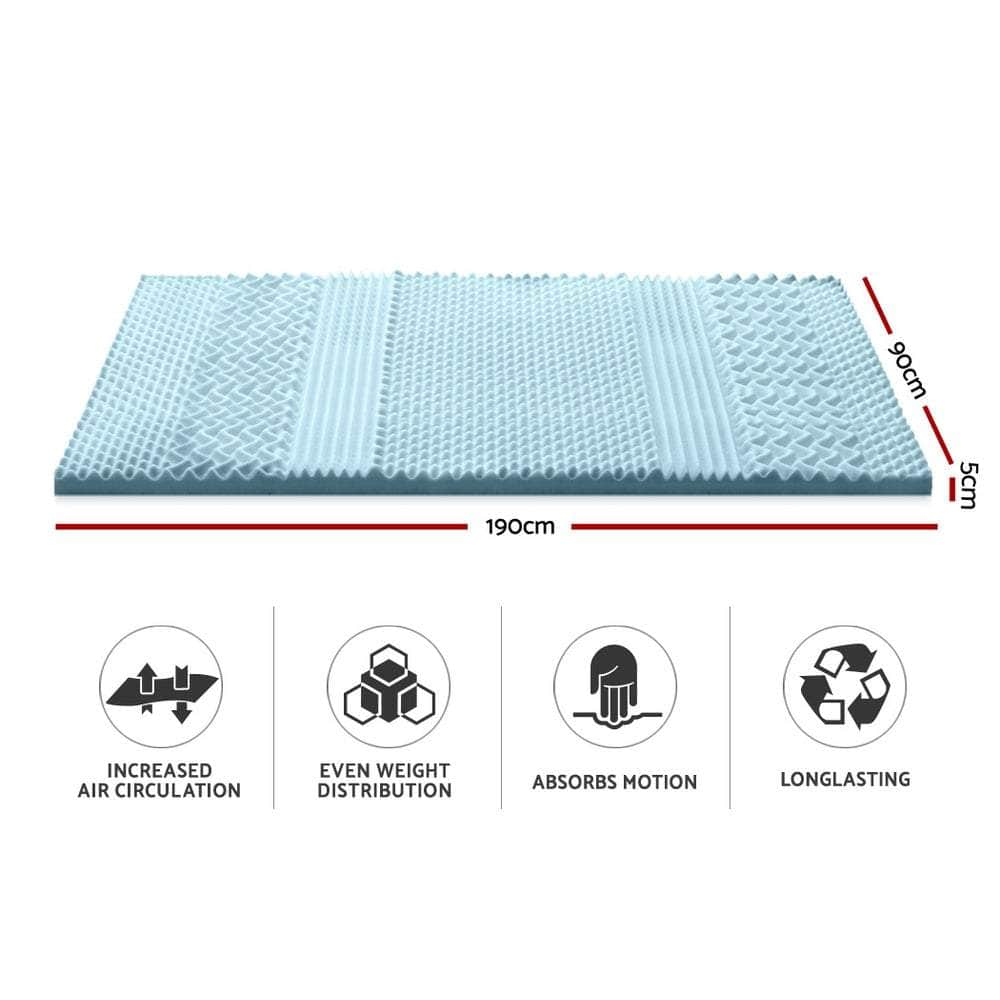 Memory Foam Mattress Topper 7-Zone 5Cm Single