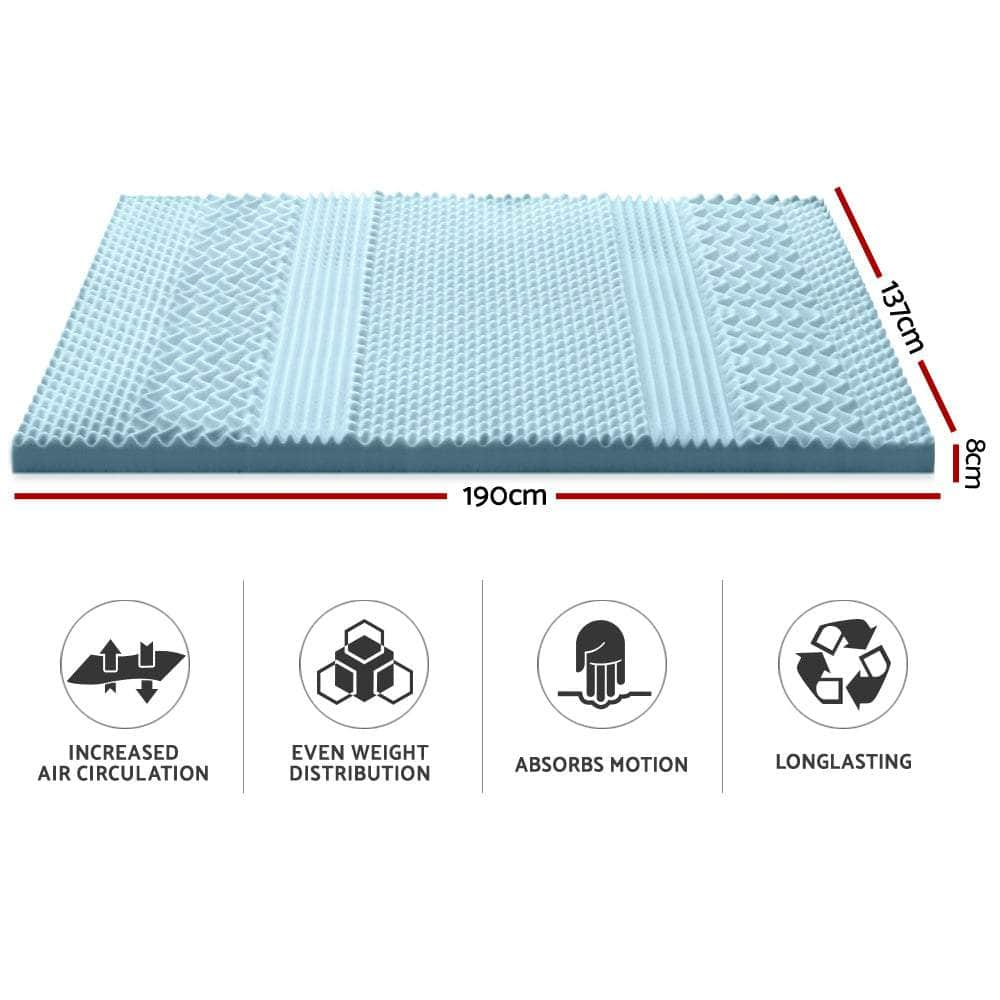 Memory Foam Mattress Topper 7-Zone 8Cm Double