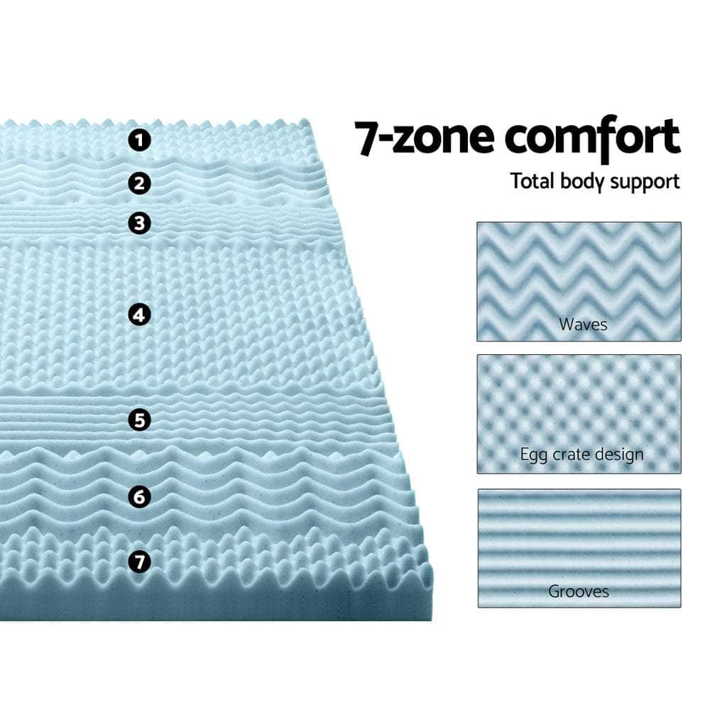 Memory Foam Mattress Topper 7-Zone 8Cm Double