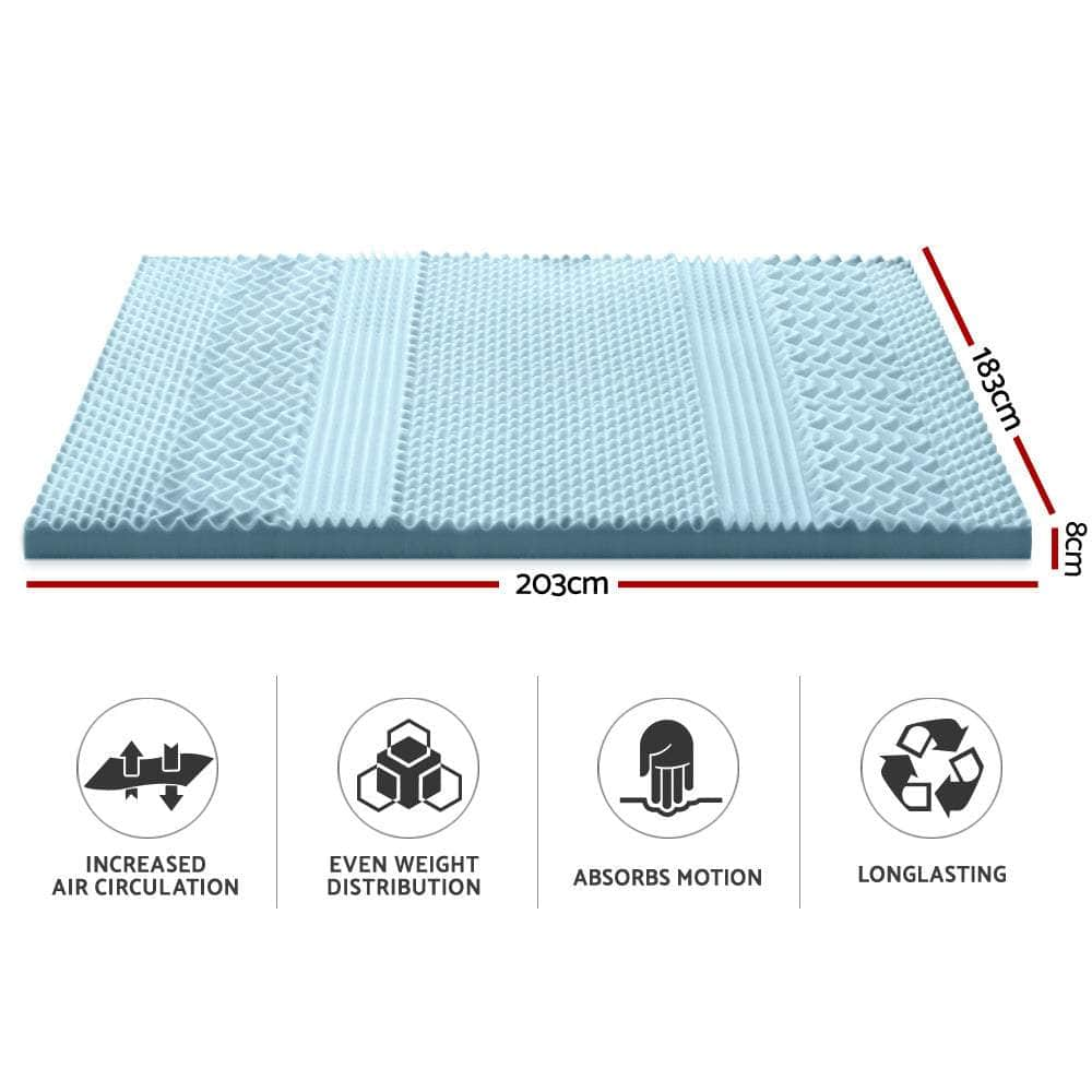 Memory Foam Mattress Topper 7-Zone 8Cm King