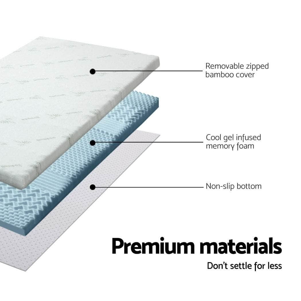 Memory Foam Mattress Topper 7-Zone 8Cm King Single