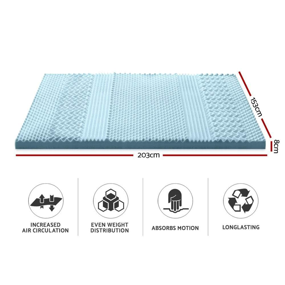 Memory Foam Mattress Topper 7-Zone 8Cm Queen