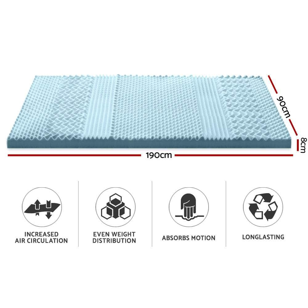 Memory Foam Mattress Topper 7-Zone 8Cm Single