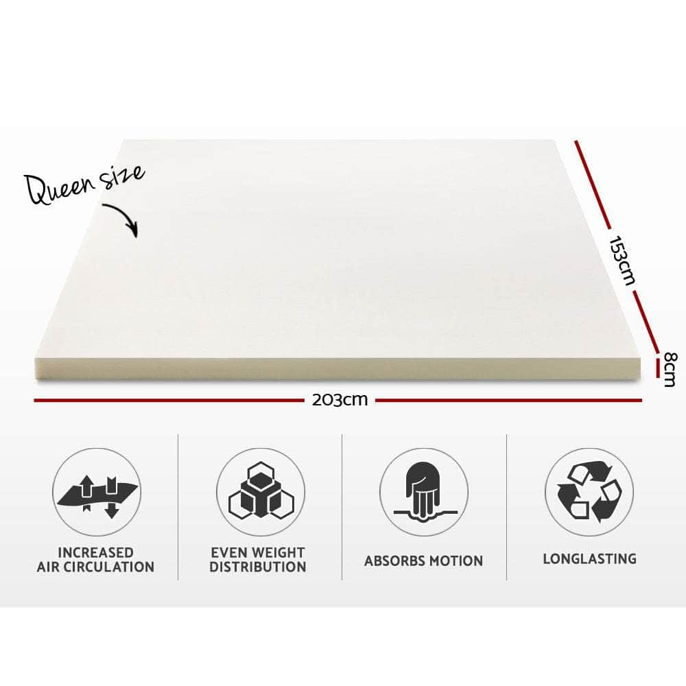 Memory Foam Mattress Topper 8Cm Queen