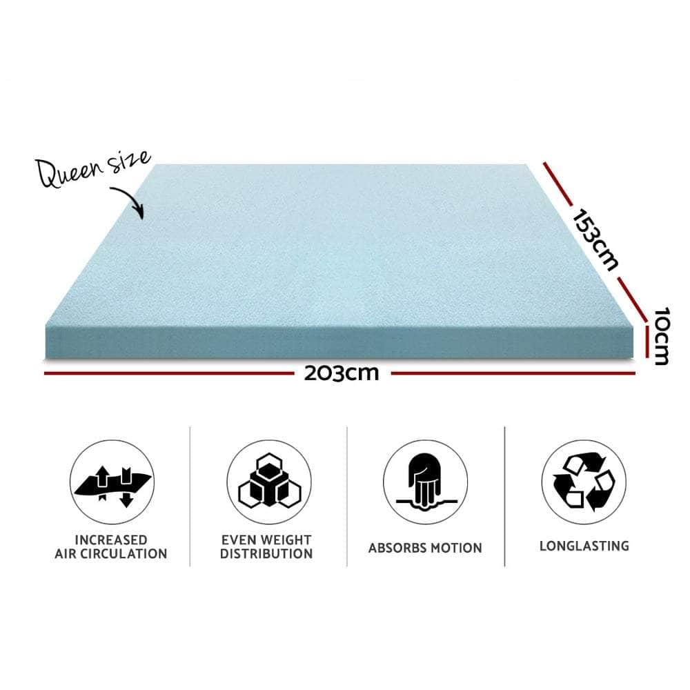 Memory Foam Mattress Topper Cool Gel 10Cm Queen