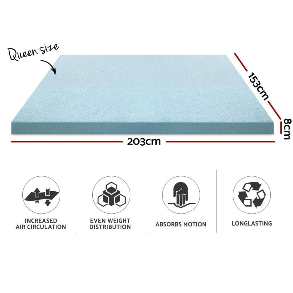 Memory Foam Mattress Topper Cool Gel 8Cm Queen