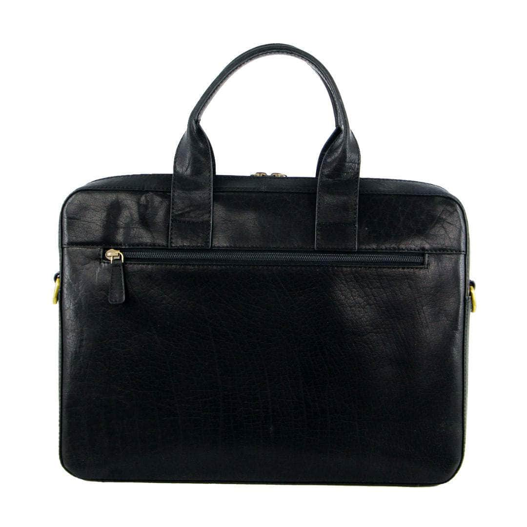 Mens Italian Leather Computer Bag - Black