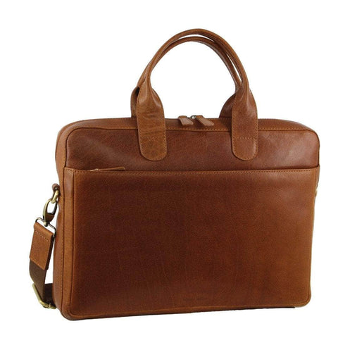 Mens Italian Leather Computer Laptop Bag Travel - Tan