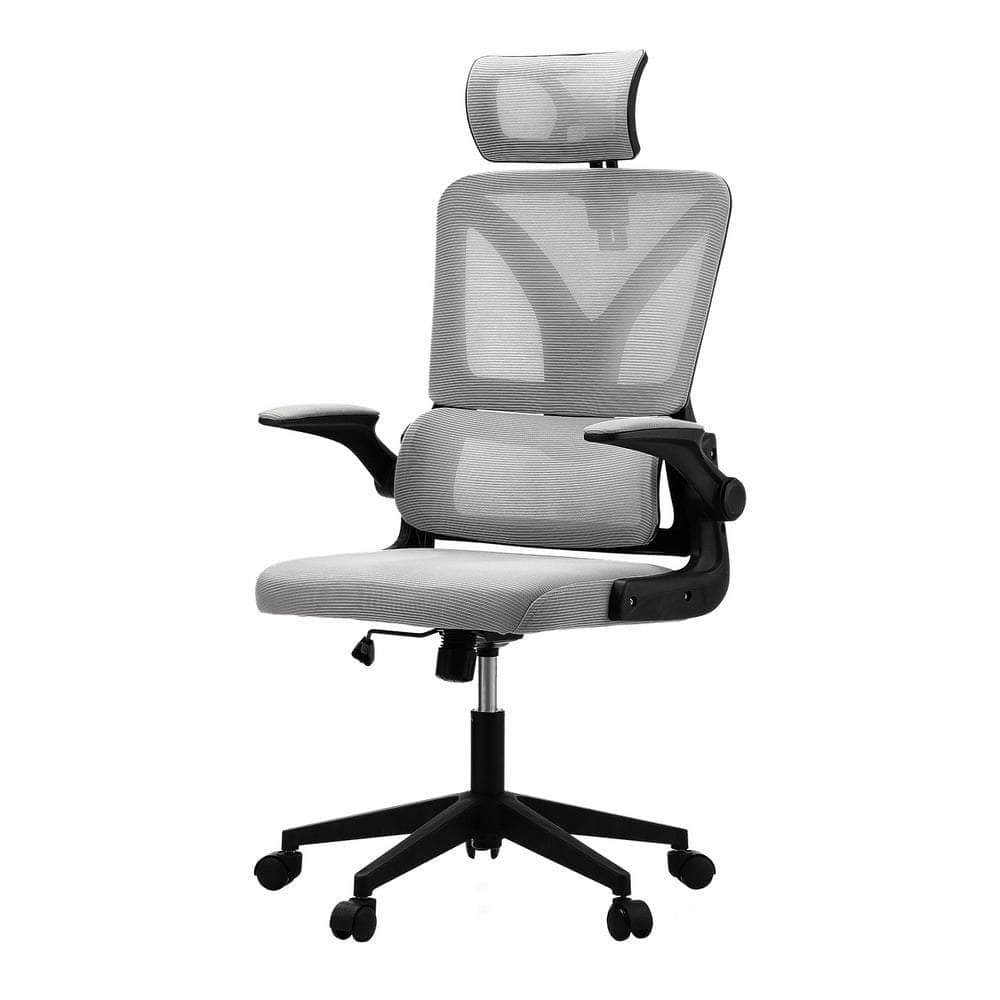 Mesh Office Chair Adjustable Lumbar Support D-Shape BK&GY