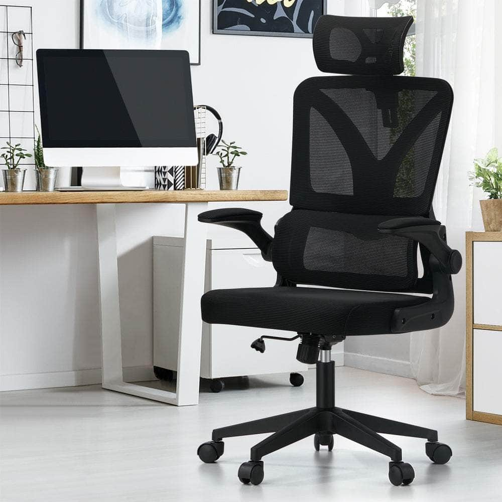 Mesh Office Chair D-Shape Back Support Black