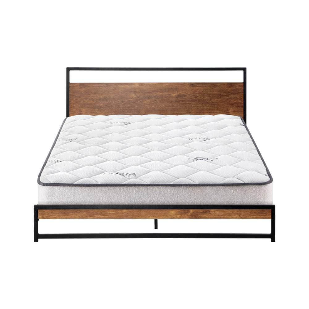 Metal Bed Frame Double King Single Queen Size Beds Platform with Mattress