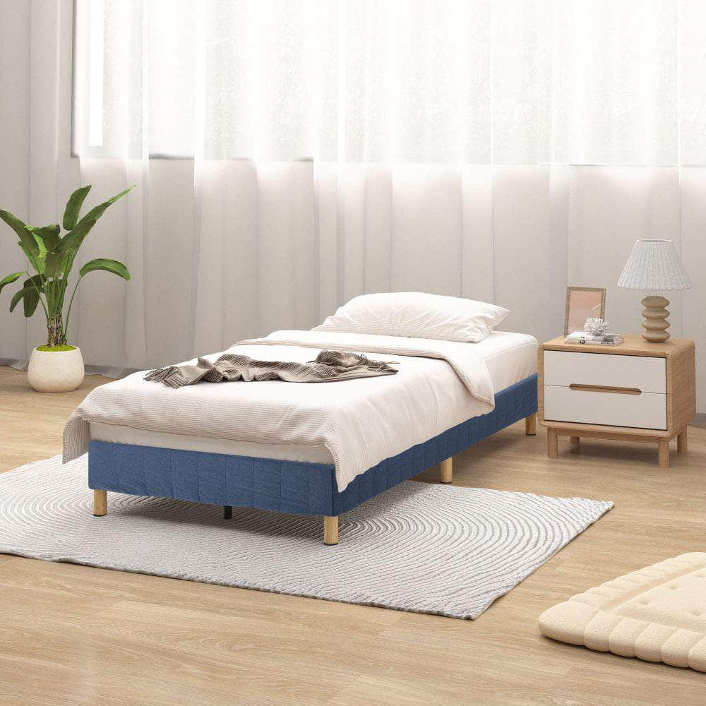 Metal Bed Frame Mattress Foundation Blue – Double