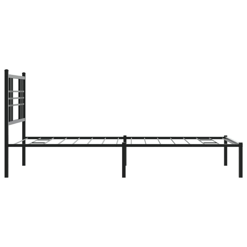 Metal Bed Frame with Headboard Black King Single Size