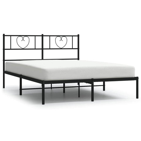 Metal Bed Frame with Headboard-Black Queen