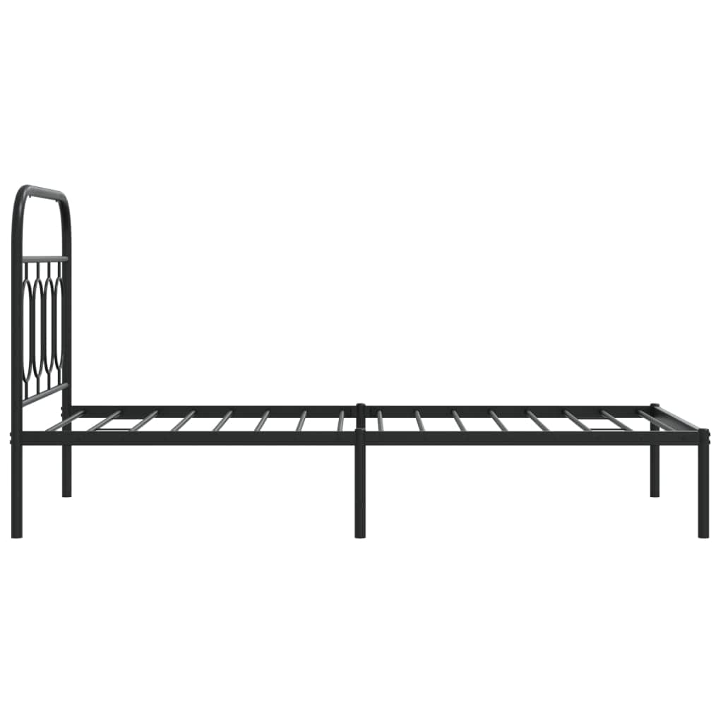 Metal Bed Frame with Headboard Black Single Size