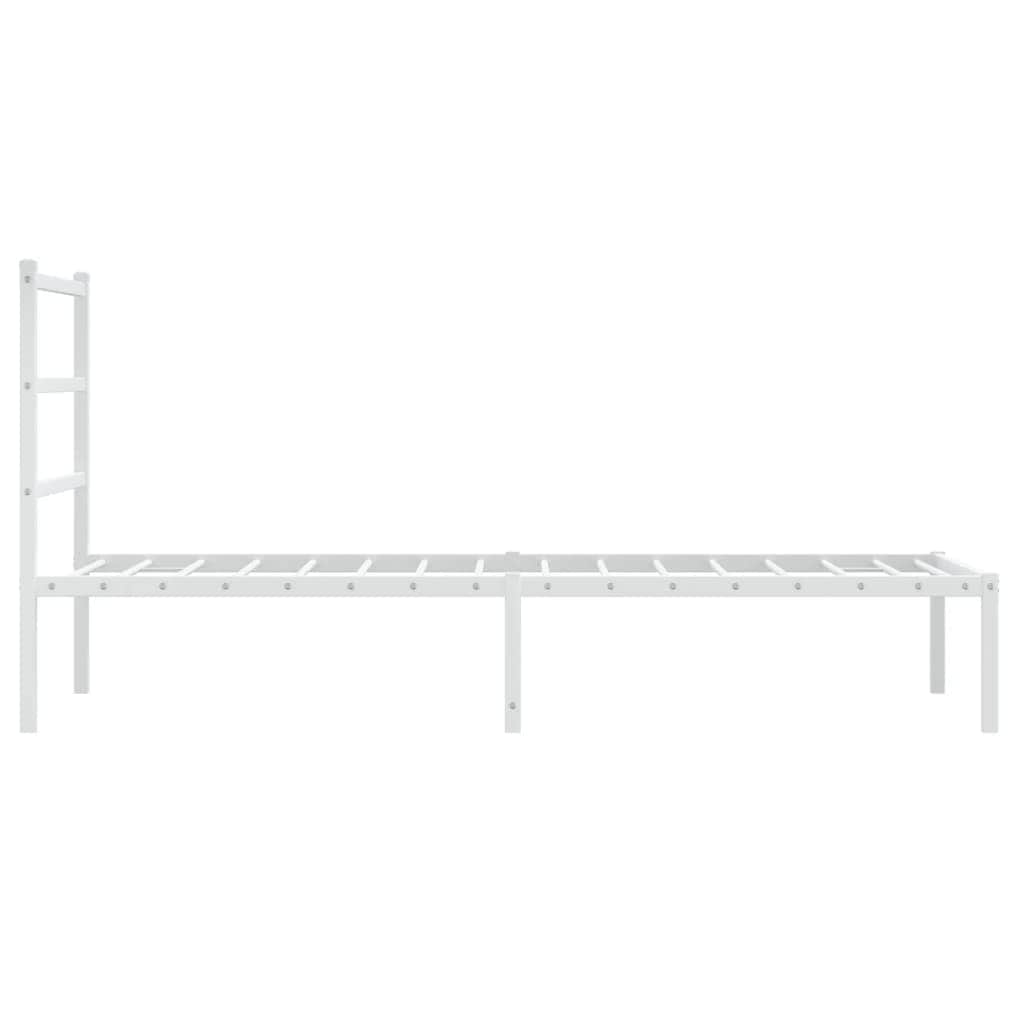 Metal Bed Frame with Headboard-White