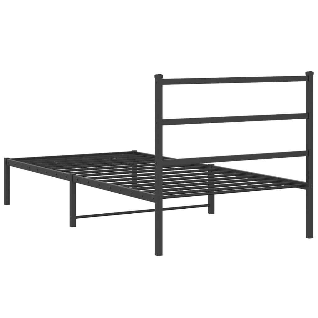 Metal Bed Frame with Headboard-White