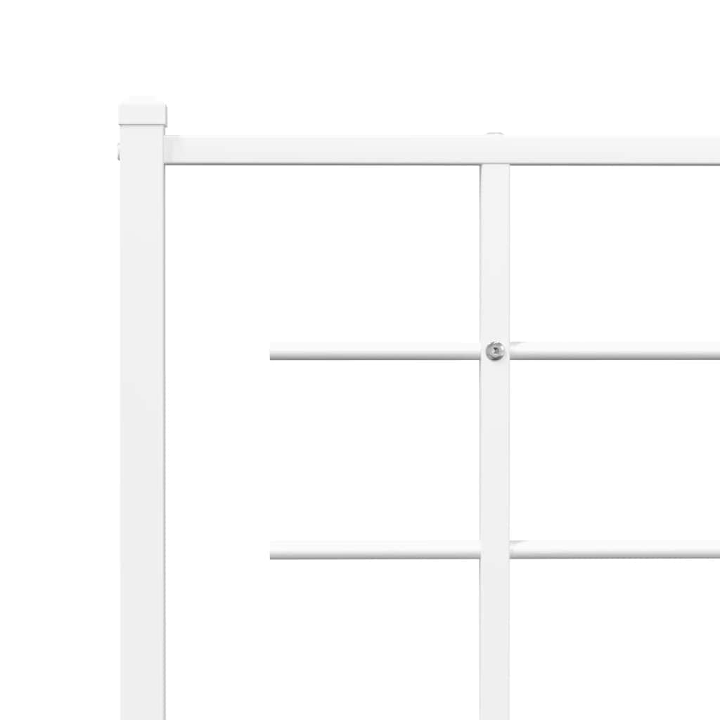 Metal Bed Frame with Headboard White