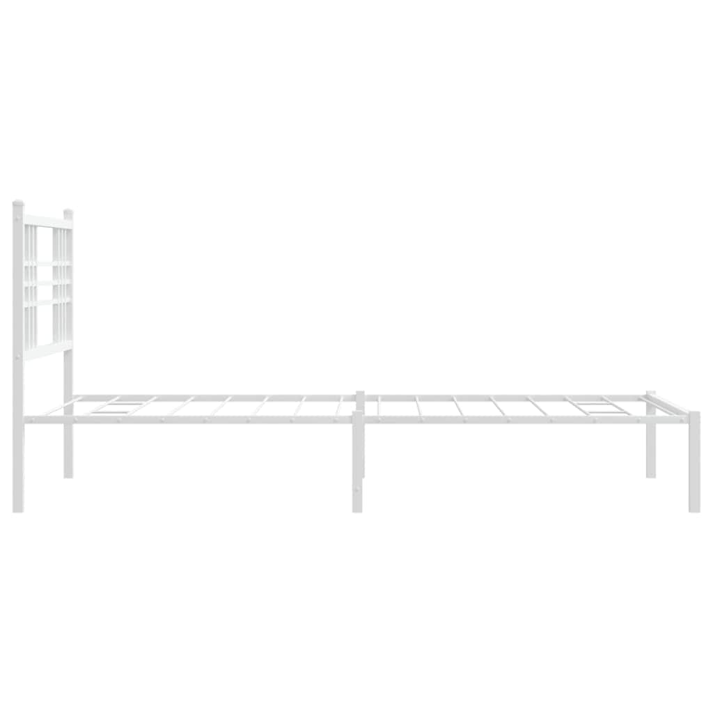 Metal Bed Frame with Headboard White King Single Size