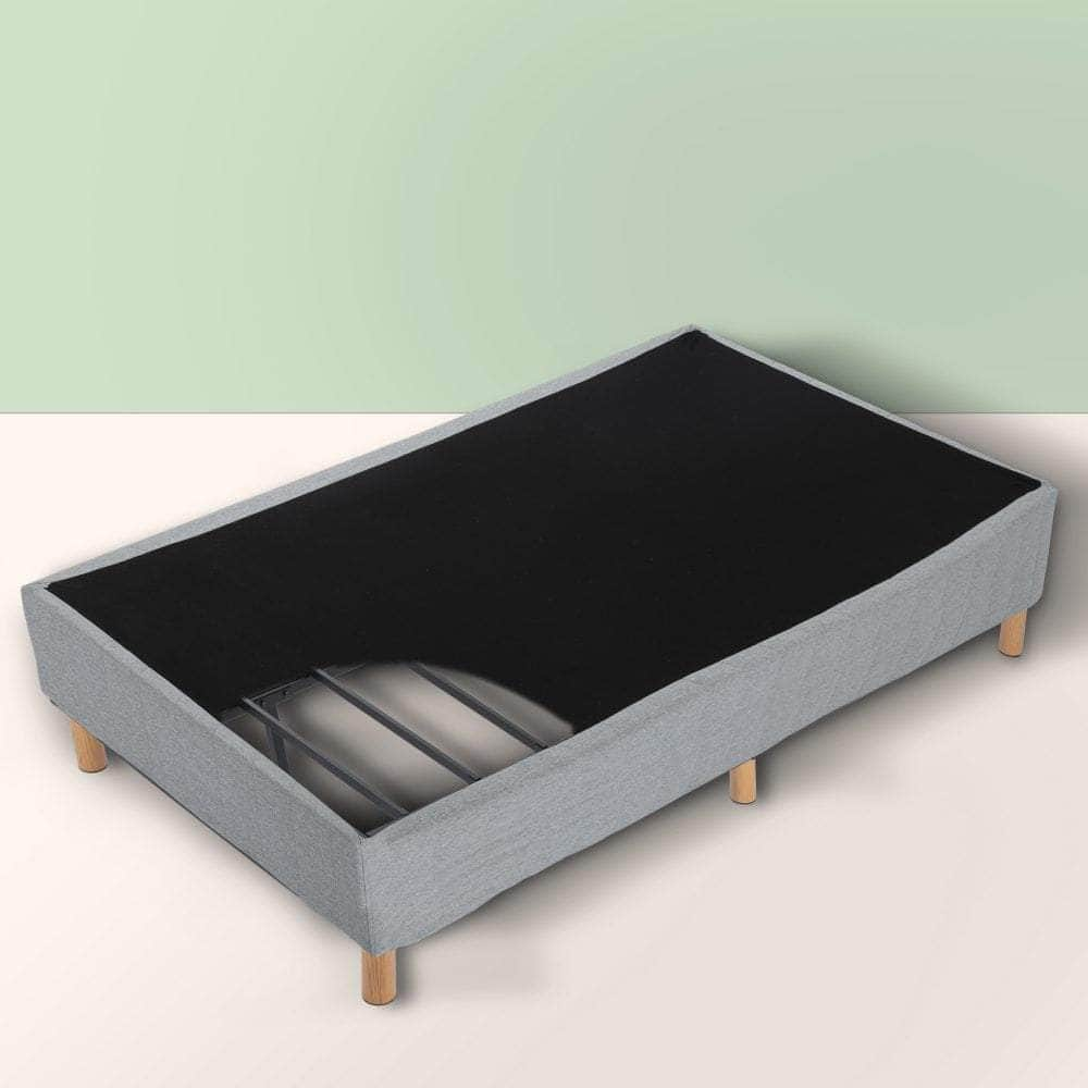 Metal Bedframe Mattress Foundation (Light Grey) – Queen