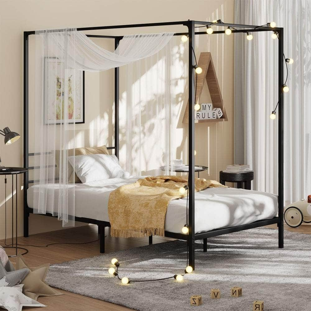 Metal Canopy Bed Frame Double/Queen/Single Size Platform