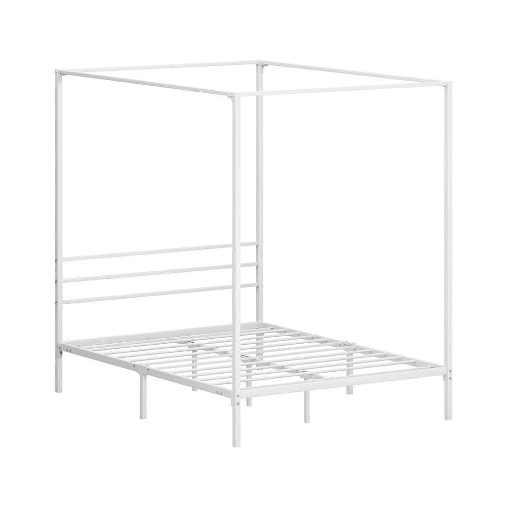 Metal Canopy Bed Frame Double/Queen/Single Size White