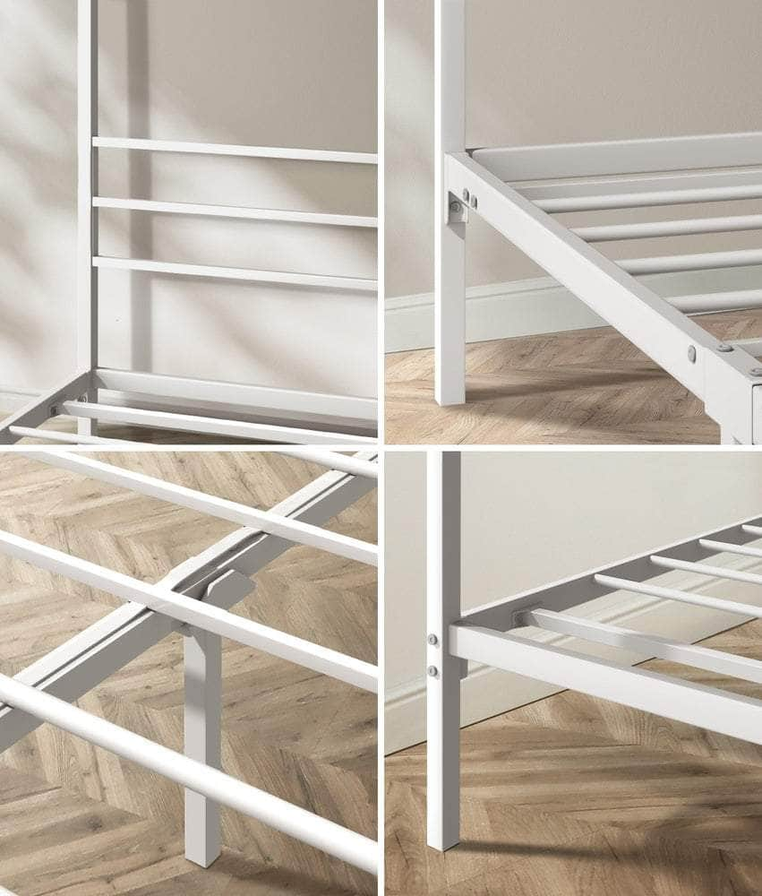 Metal Canopy Bed Frame Double/Queen/Single Size White