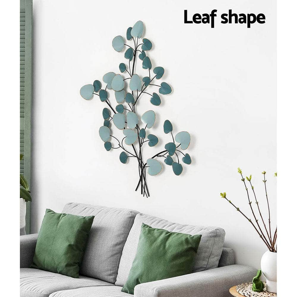 Metal Wall Art Hanging Sculpture Home Decor Leaf Tree Of Life Blue