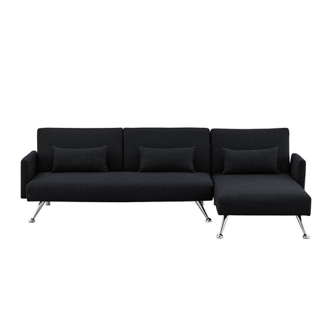 Mia 3-Seater Sofa Bed with Chaise & 3 Pillows