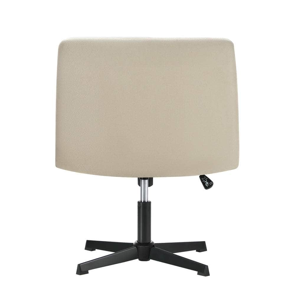 Mid Back Armless Office Chair Wide Seat Linen Beige