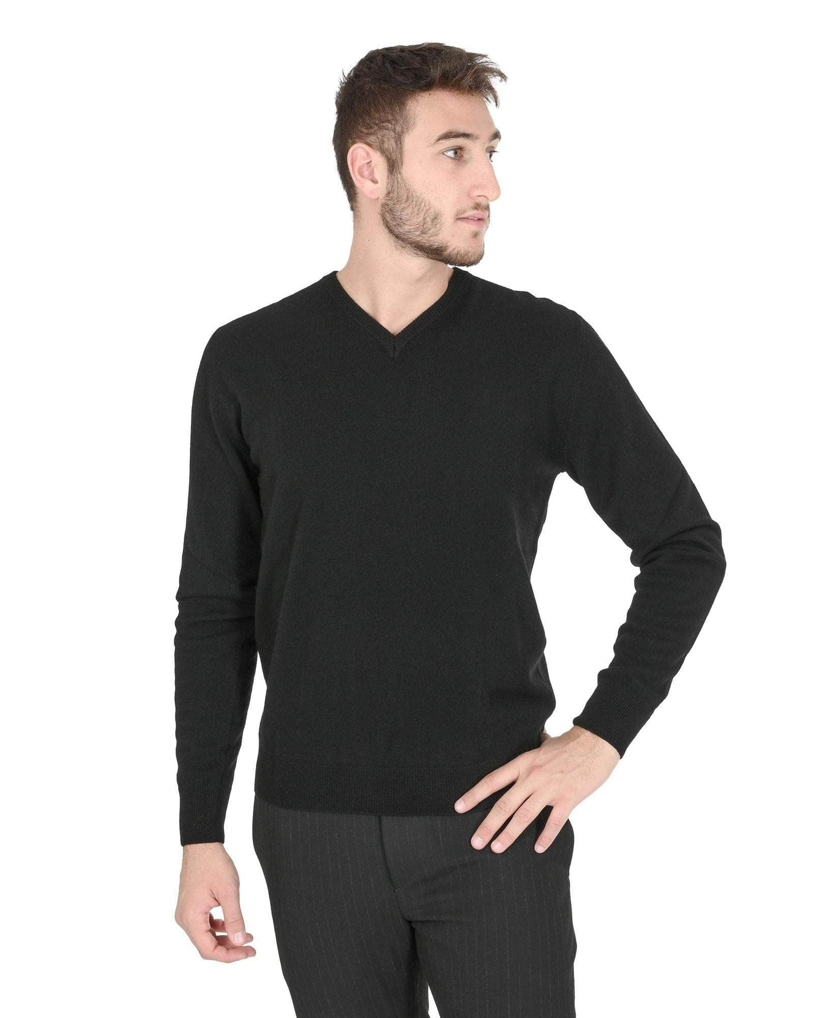 Midnight Elegance Men'S Cashmere V-Neck