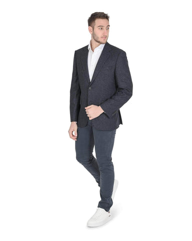 Midnight Elegance Men'S Indigo Wool Blend Jacket