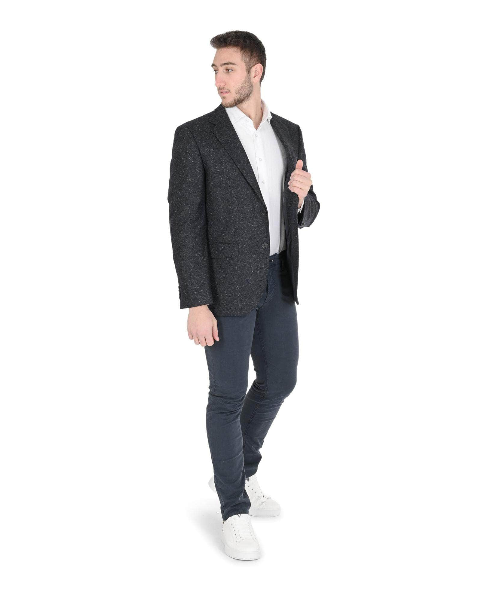 Midnight Elegance Men'S Indigo Wool Blend Jacket