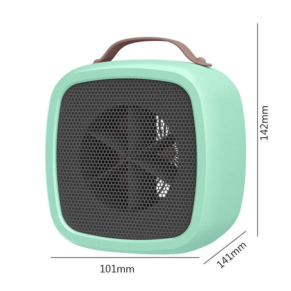 Mini Desktop Fan Heater with Handle Winter Heating Warmer for Home (Light Green)