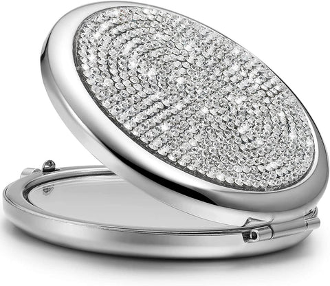 Mini Diamond Pocket Makeup Mirror (Silver)