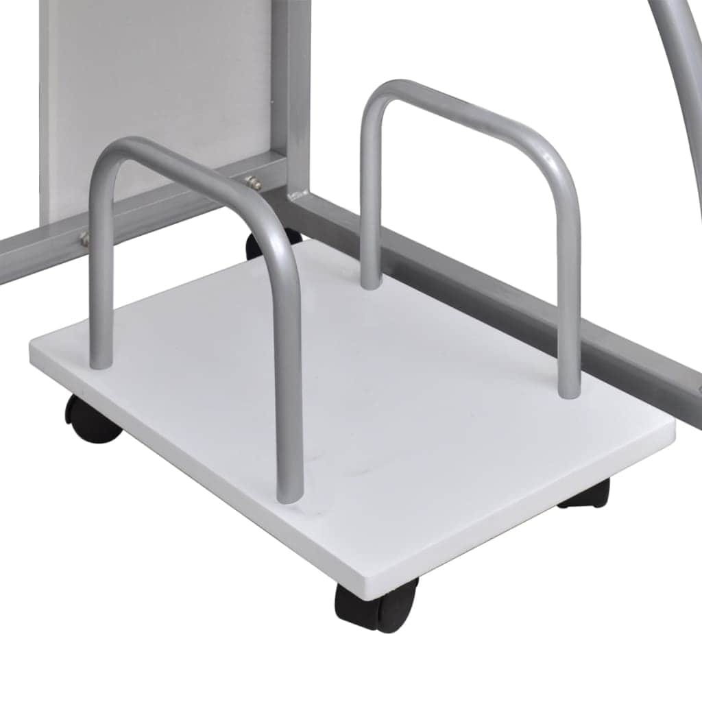 Mobile Computer Desk Pull Out Tray White Office Student Table